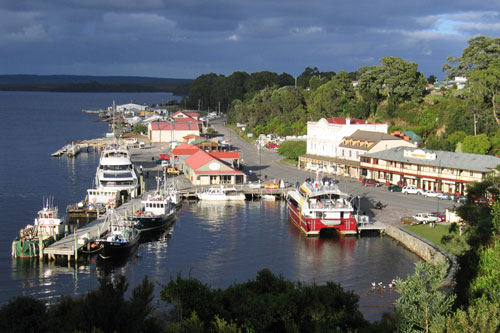 Strahan Harbour Tasmania - Gordon River cruises leave from here